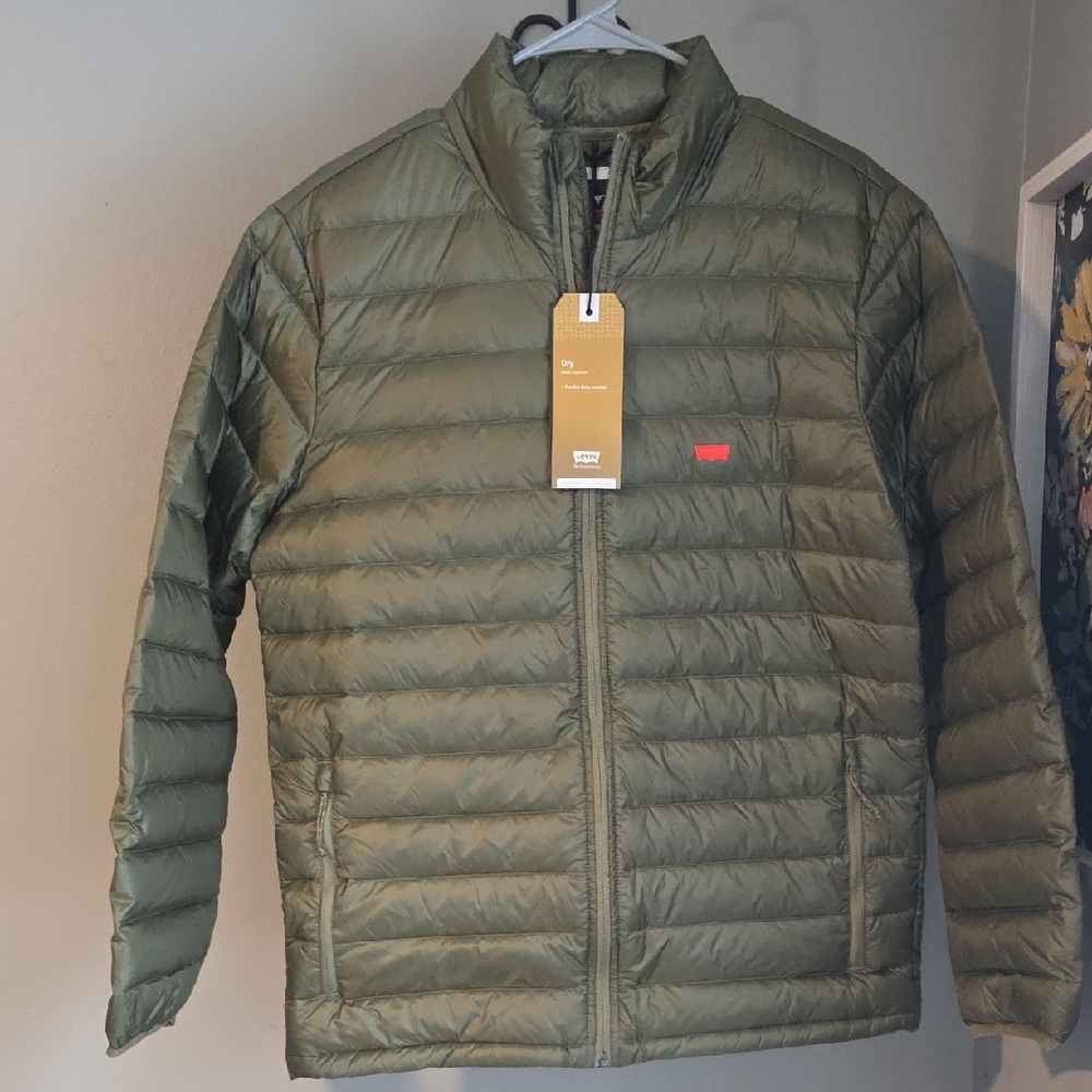 Levi's Olive Puffer Jacket Men's Size Small